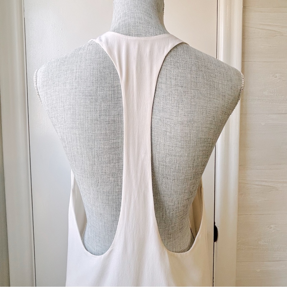 SEN 100% Silk T-Back Sleeveless Blouse Cream